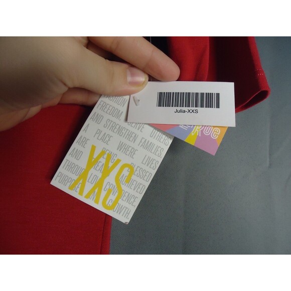 LulaRoe Julia Scoop Neck Half Sleeve Midi Dress Womens Size XXS Red New - Picture 3 of 8